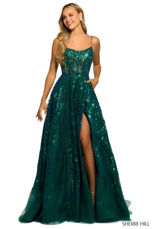 Sherri Hill A-Line Embroidered Tulle Prom Dress 55521 sold by Terry costa