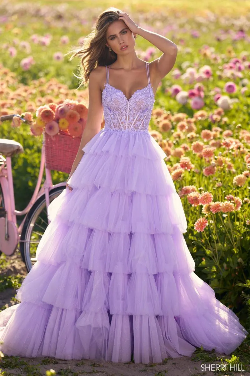 Sherri Hill Tulle and Lace Ball Gown Prom Dress 56192 sold by Terry costa product image thumbnail 3
