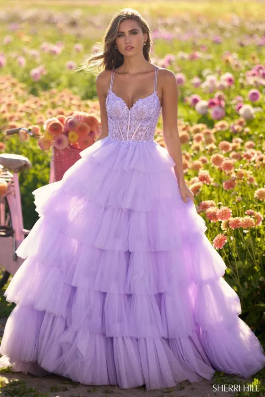Sherri Hill Tulle and Lace Ball Gown Prom Dress 56192 sold by Terry costa