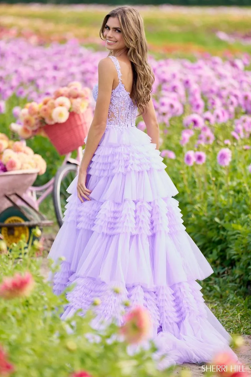Sherri Hill Tulle Ruffle Ball Gown Prom Dress 56019 sold by Terry costa product image thumbnail 4