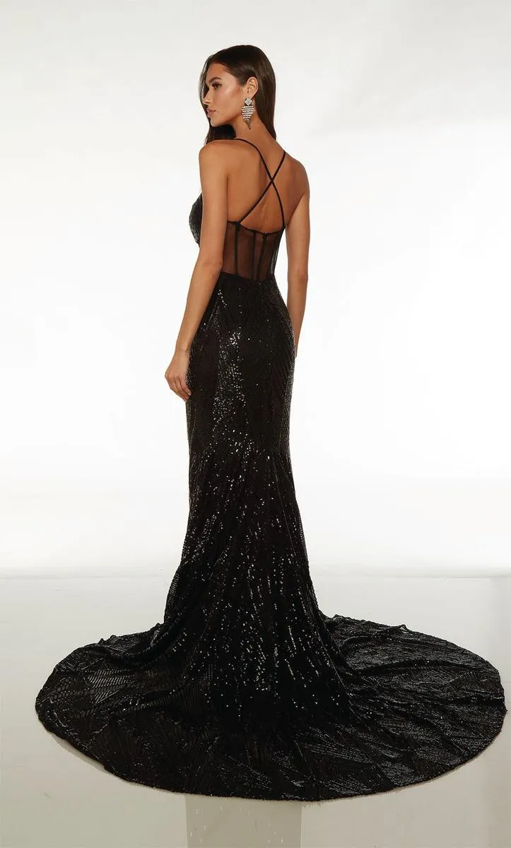 Alyce Paris Sequin Illusion Prom Dress 61705 sold by Terry costa product image thumbnail 2