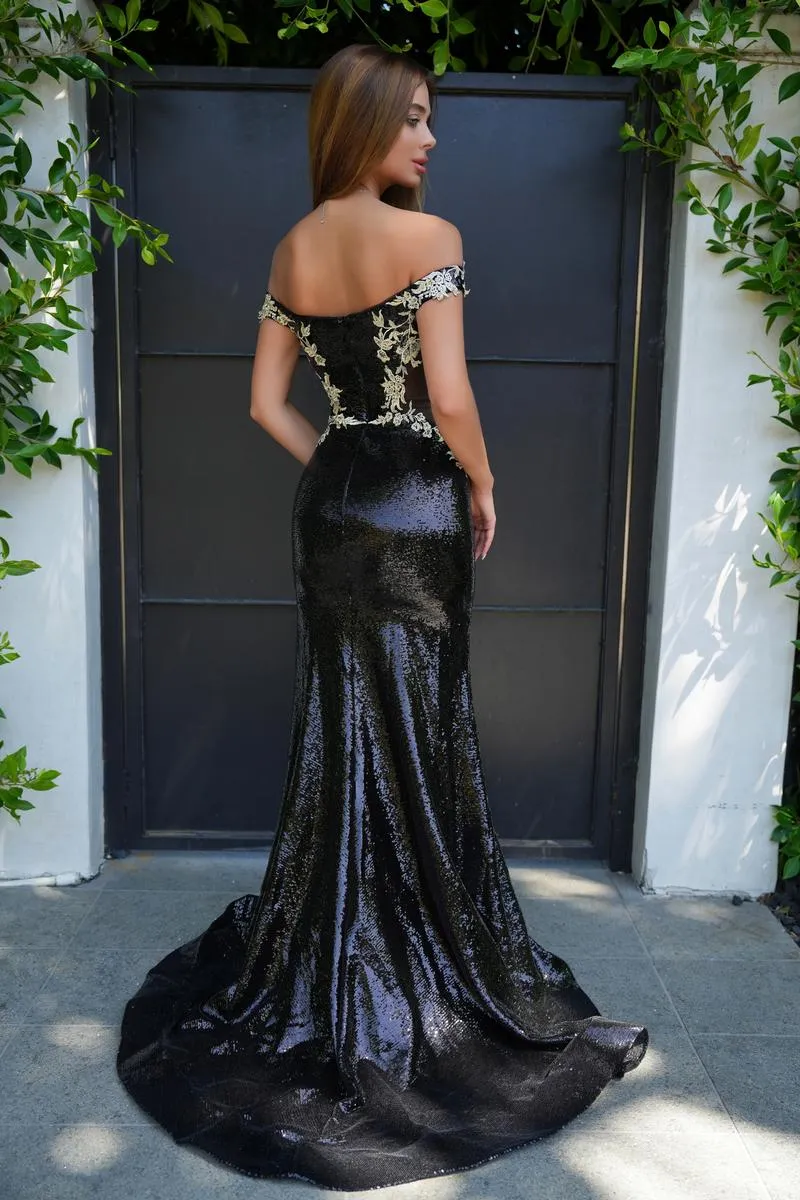 Portia and Scarlett Plunge Sequin Prom Dress PS24521 sold by Terry costa product image thumbnail 2