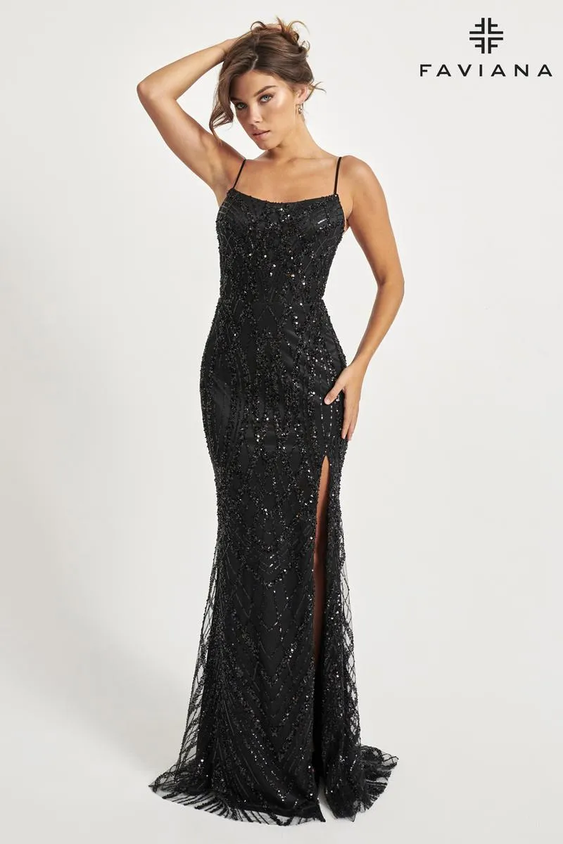 Faviana Elegant Beaded Prom Dress 11075 sold by Terry costa product image thumbnail 2