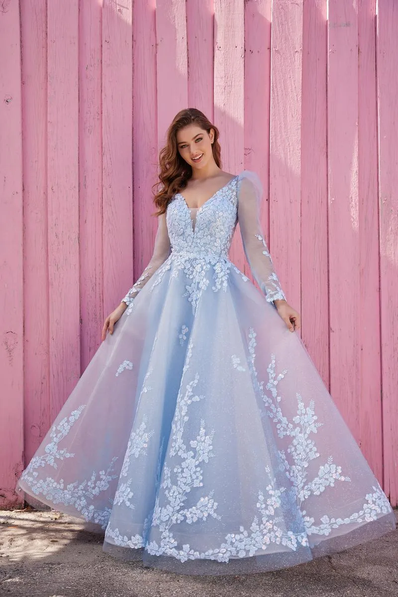 Ellie Wilde Long Sleeve Ball Gown EW35106 sold by Terry costa