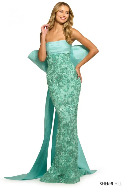 Sherri Hill Strapless Beaded Bow Dress 55481 sold by Terry costa