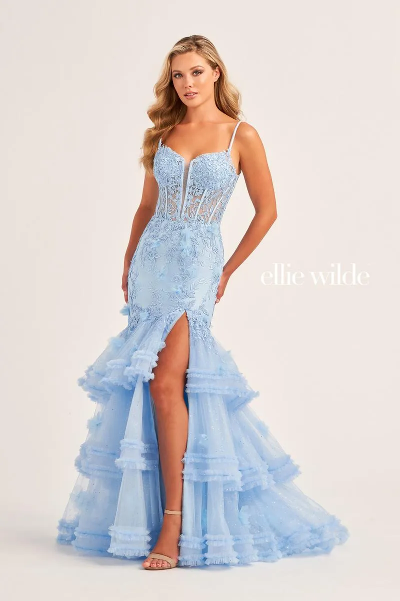 Ellie Wilde Mermaid Ruffle Prom Dress EW35050 sold by Terry costa product image thumbnail 4