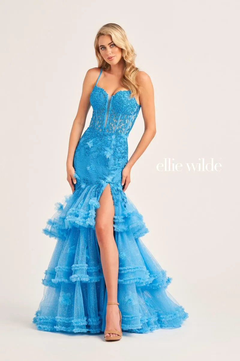 Ellie Wilde Mermaid Ruffle Prom Dress EW35050 sold by Terry costa product image thumbnail 3