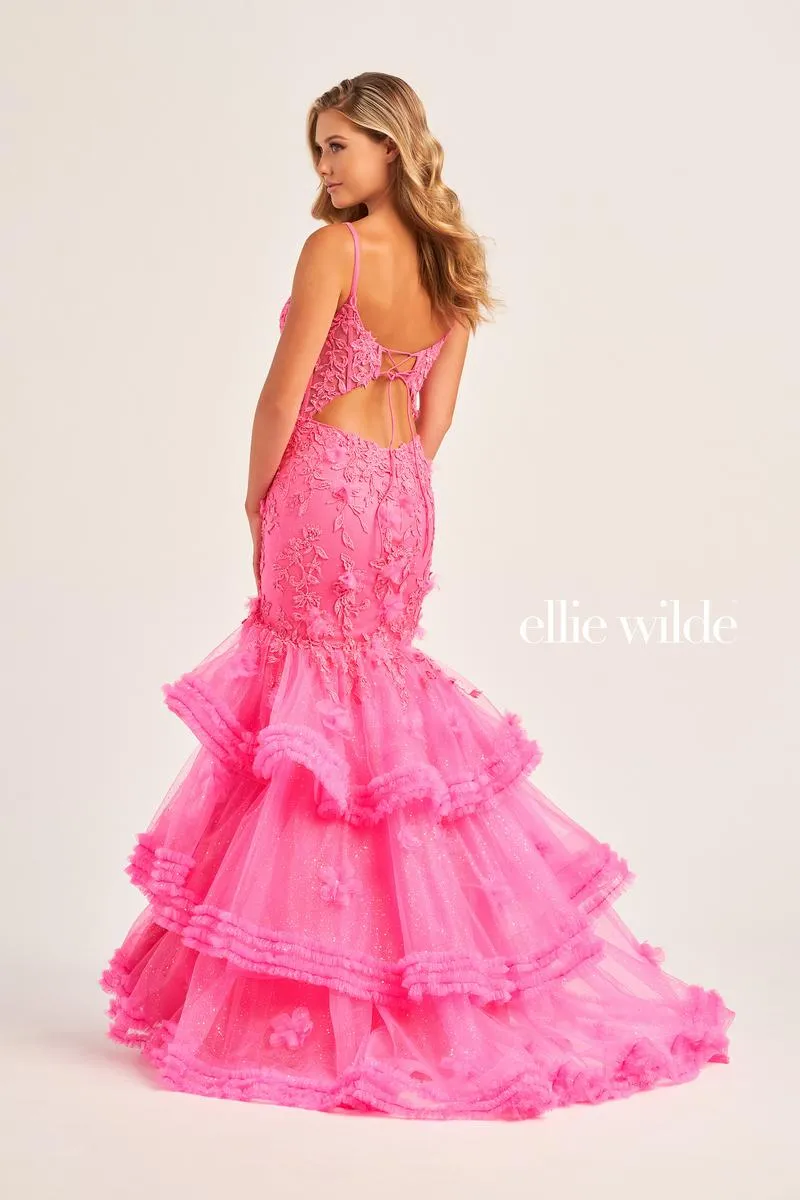 Ellie Wilde Mermaid Ruffle Prom Dress EW35050 sold by Terry costa product image thumbnail 2
