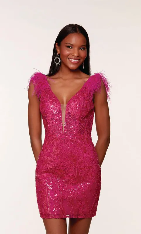 Alyce Paris Feather Sequin HoCo Dress 4613 sold by Terry costa