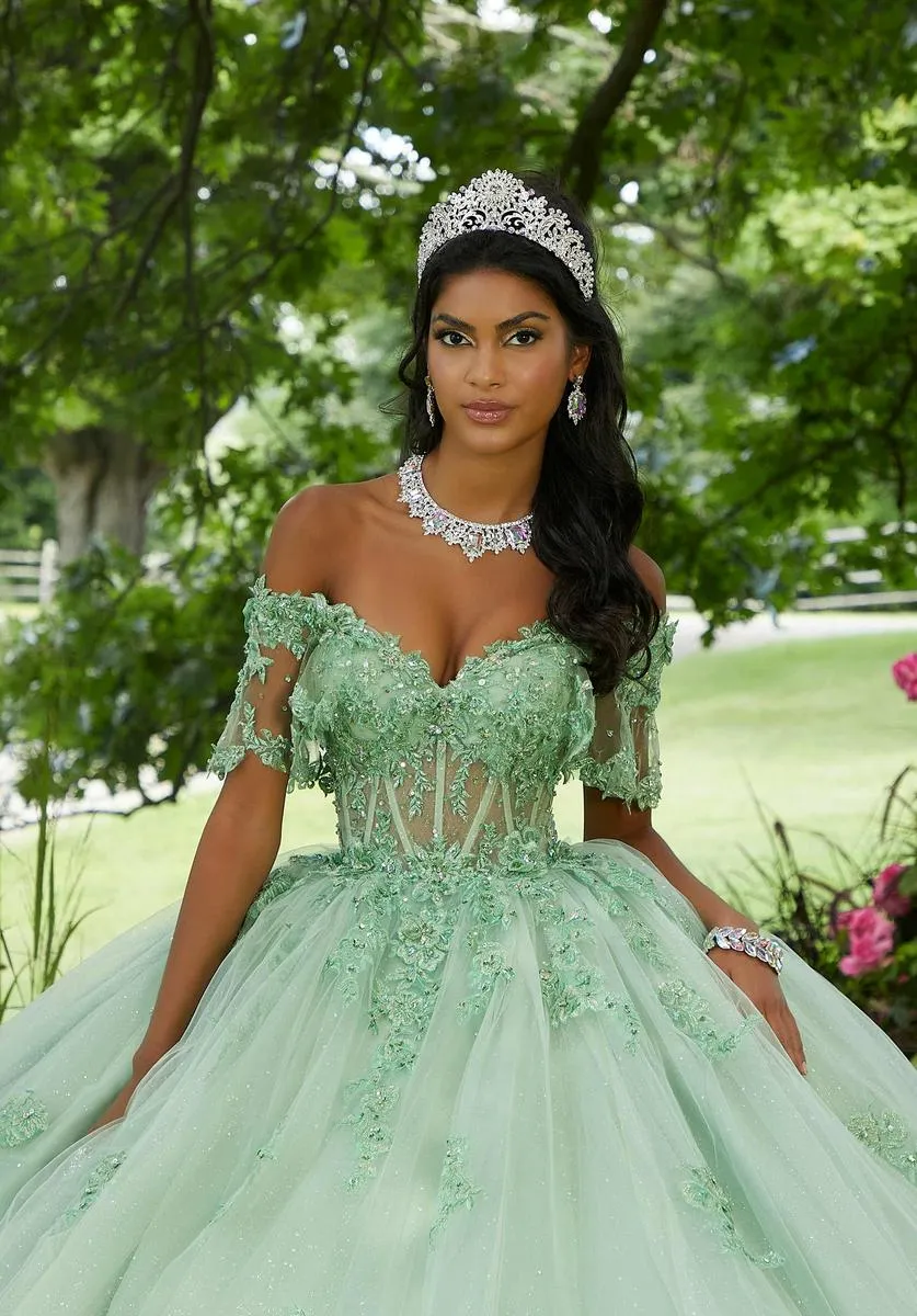 Vizcaya by Morilee Sheer Corset Quince Dress 89445 sold by Terry costa product image thumbnail 5