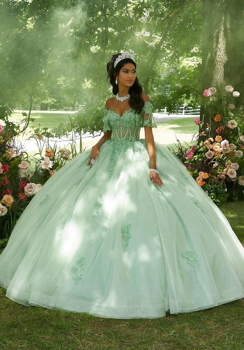 Vizcaya by Morilee Sheer Corset Quince Dress 89445 sold by Terry costa product image thumbnail 3