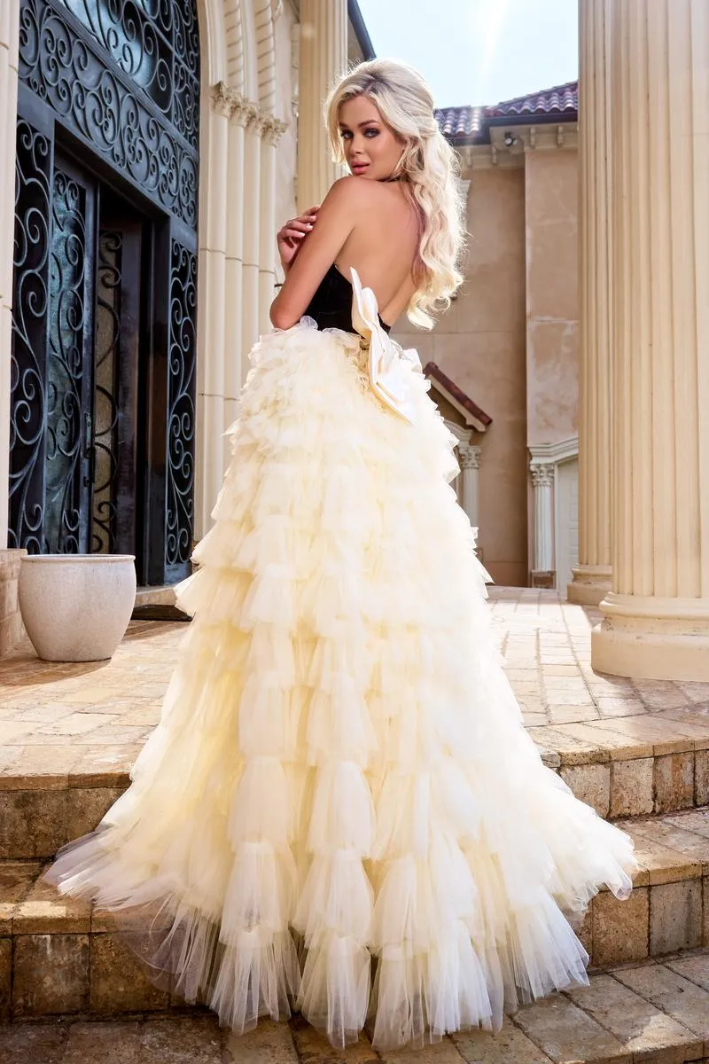 Portia and Scarlett Ruffle Halter Prom Dress PS24681 sold by Terry costa product image thumbnail 2