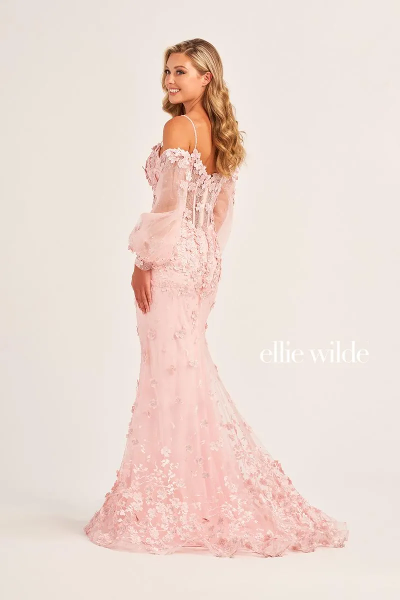 Ellie Wilde Fit and Flare 3D Floral Prom Dress EW35107 sold by Terry costa product image thumbnail 2