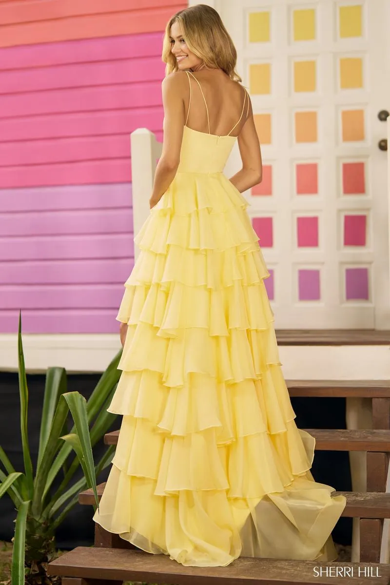 Sherri Hill Chiffon Tiered Ruffle Skirt Prom Dress 56108 sold by Terry costa product image thumbnail 2