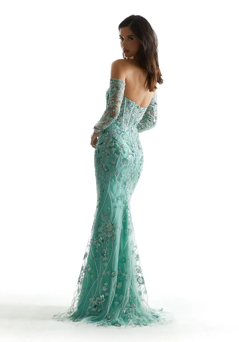 Morilee Strapless Floral Detachable Sleeve Dress 49002 sold by Terry costa product image thumbnail 2