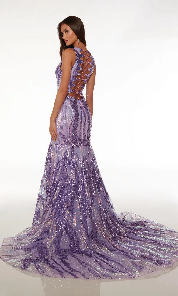 Alyce Paris Lace-up Sequin Prom Dress 61657 sold by Terry costa product image thumbnail 4