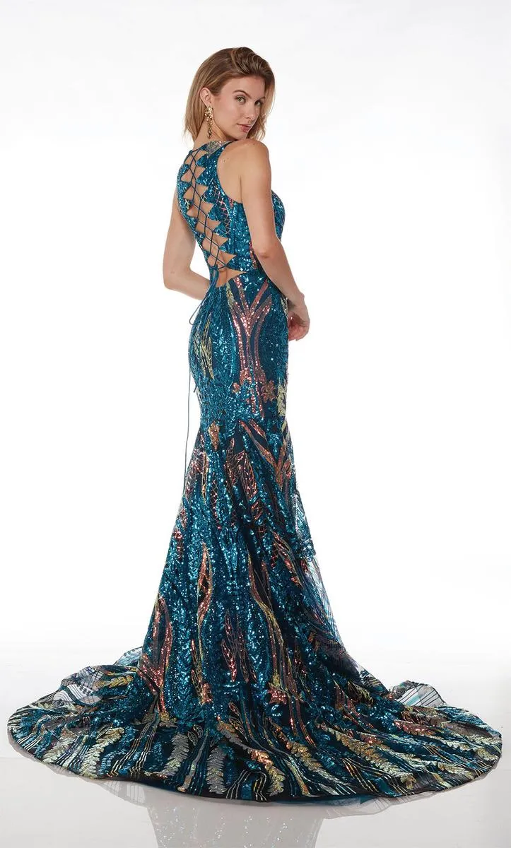 Alyce Paris Lace-up Sequin Prom Dress 61657 sold by Terry costa product image thumbnail 2