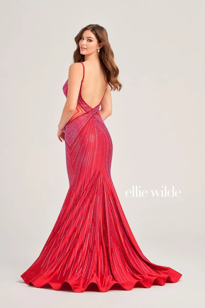 Ellie Wilde Heat Stone Illusion Prom Dress EW35001 sold by Terry costa product image thumbnail 3