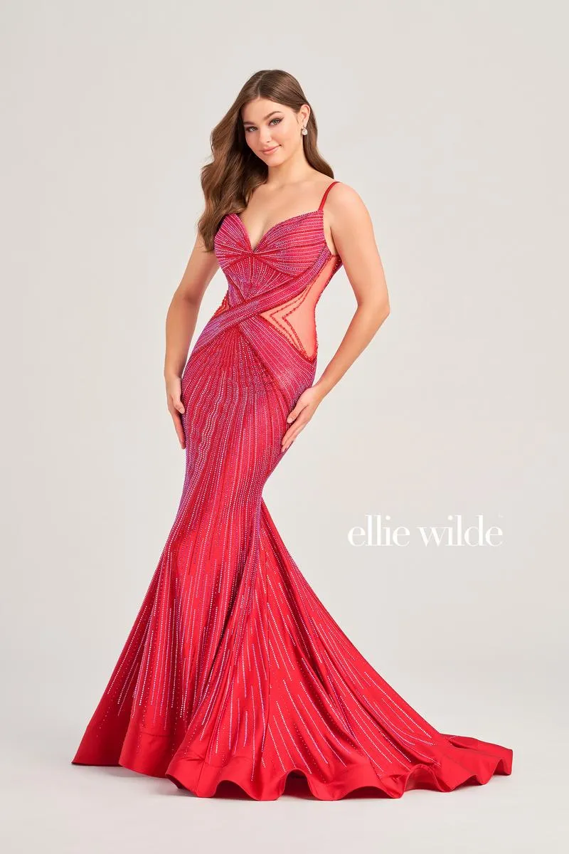 Ellie Wilde Heat Stone Illusion Prom Dress EW35001 sold by Terry costa product image thumbnail 2