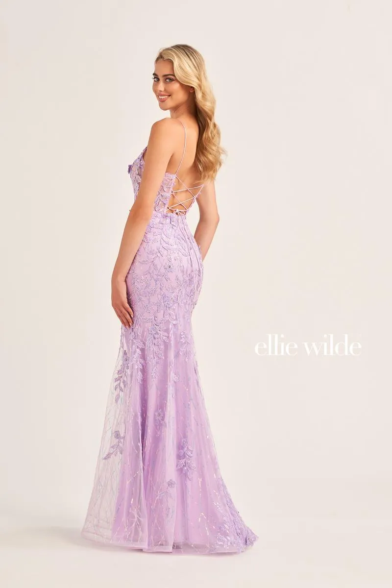 Ellie Wilde Long Lace Fitted Prom Dress EW35110 sold by Terry costa product image thumbnail 2