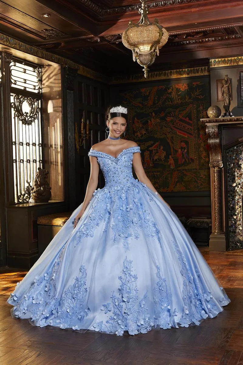 Vizcaya by Morilee Satin Lace Quince Dress 89337 sold by Terry costa product image thumbnail 5