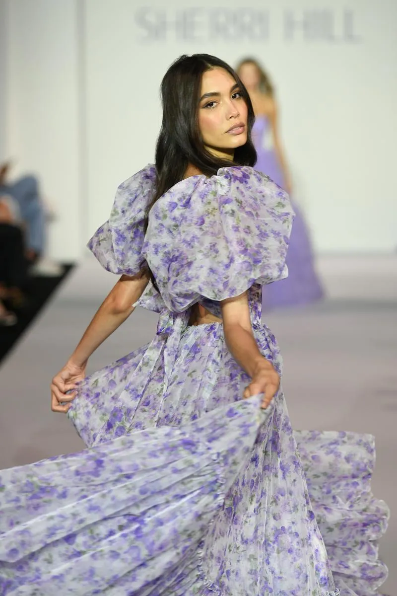 Sherri Hill Balloon Sleeve Floral Prom Dress 56381 sold by Terry costa product image thumbnail 4