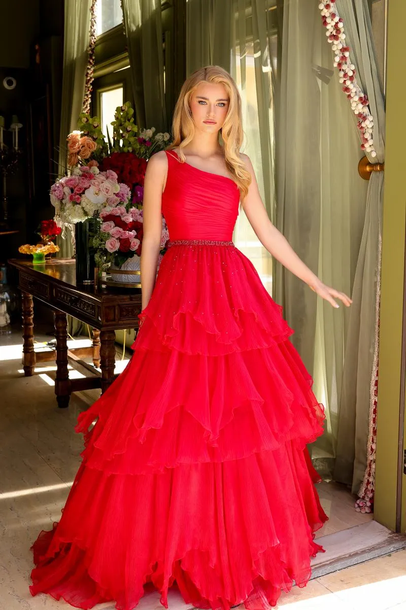 Ava Presley One Shoulder Tiered Ruffle Ball Gown 29131 sold by Terry costa product image thumbnail 3