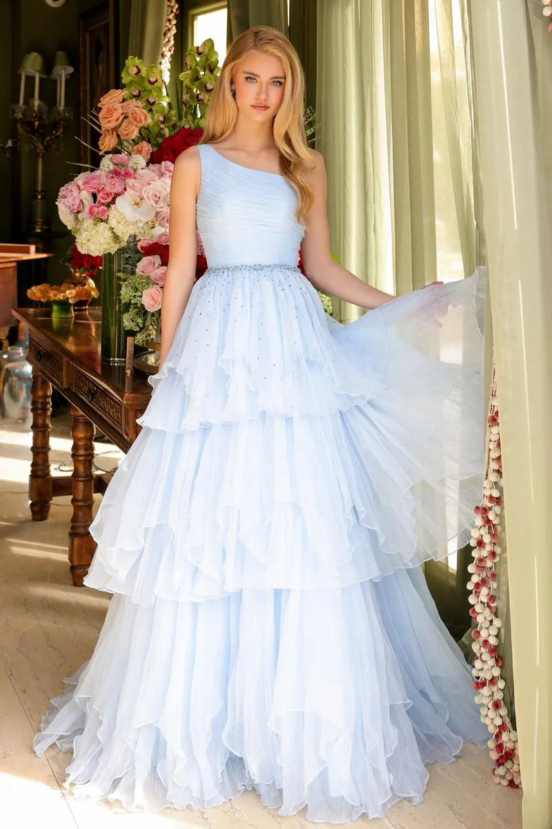 Ava Presley One Shoulder Tiered Ruffle Ball Gown 29131 sold by Terry costa product image thumbnail 5