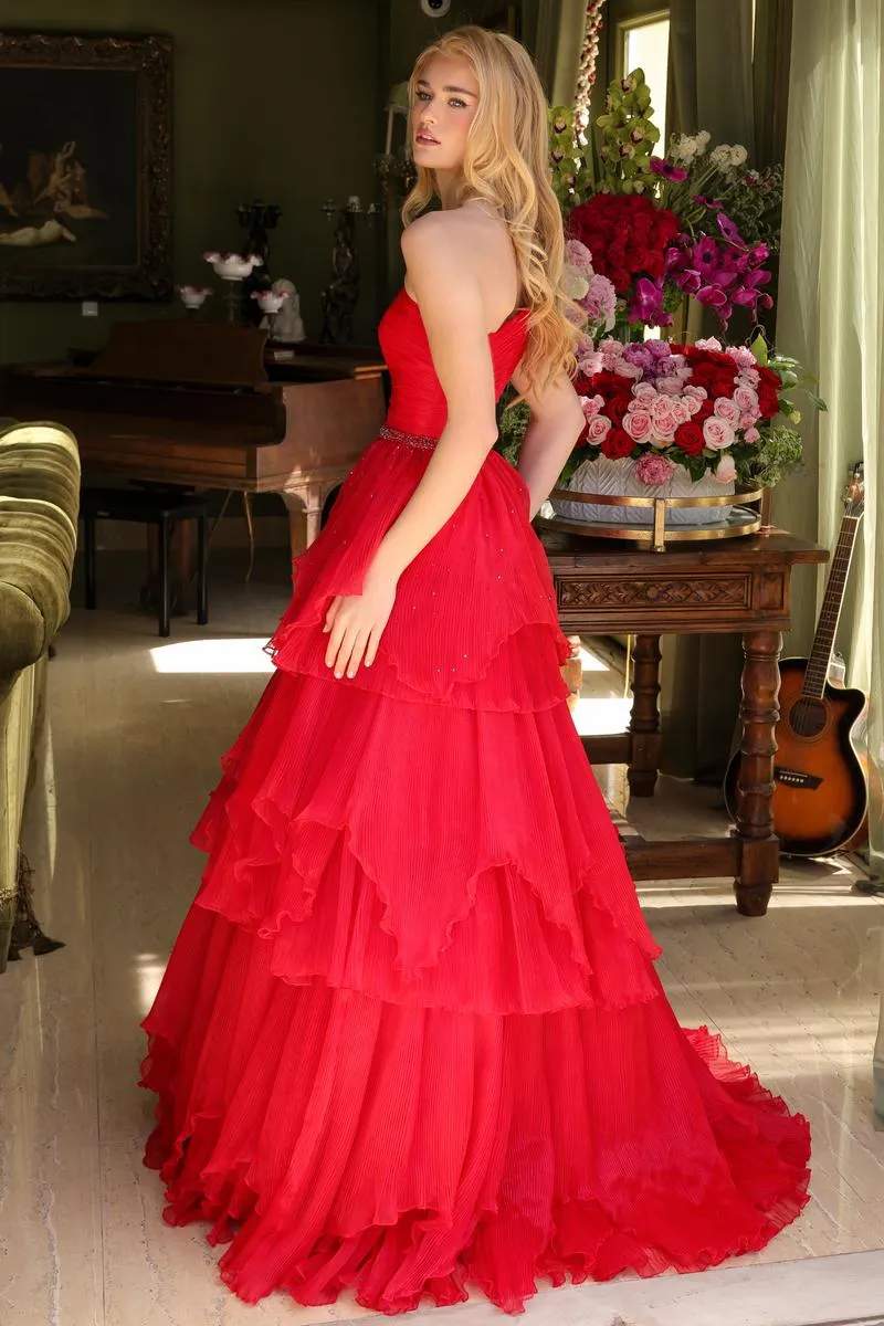 Ava Presley One Shoulder Tiered Ruffle Ball Gown 29131 sold by Terry costa product image thumbnail 4