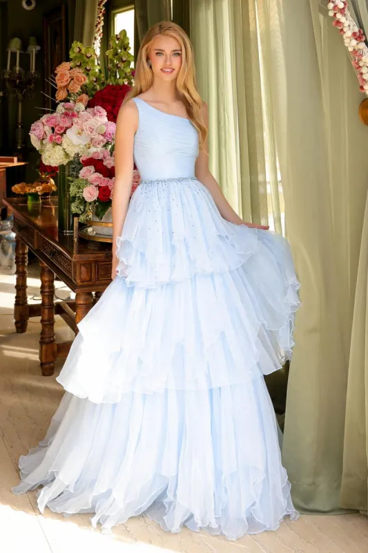 Ava Presley One Shoulder Tiered Ruffle Ball Gown 29131 sold by Terry costa