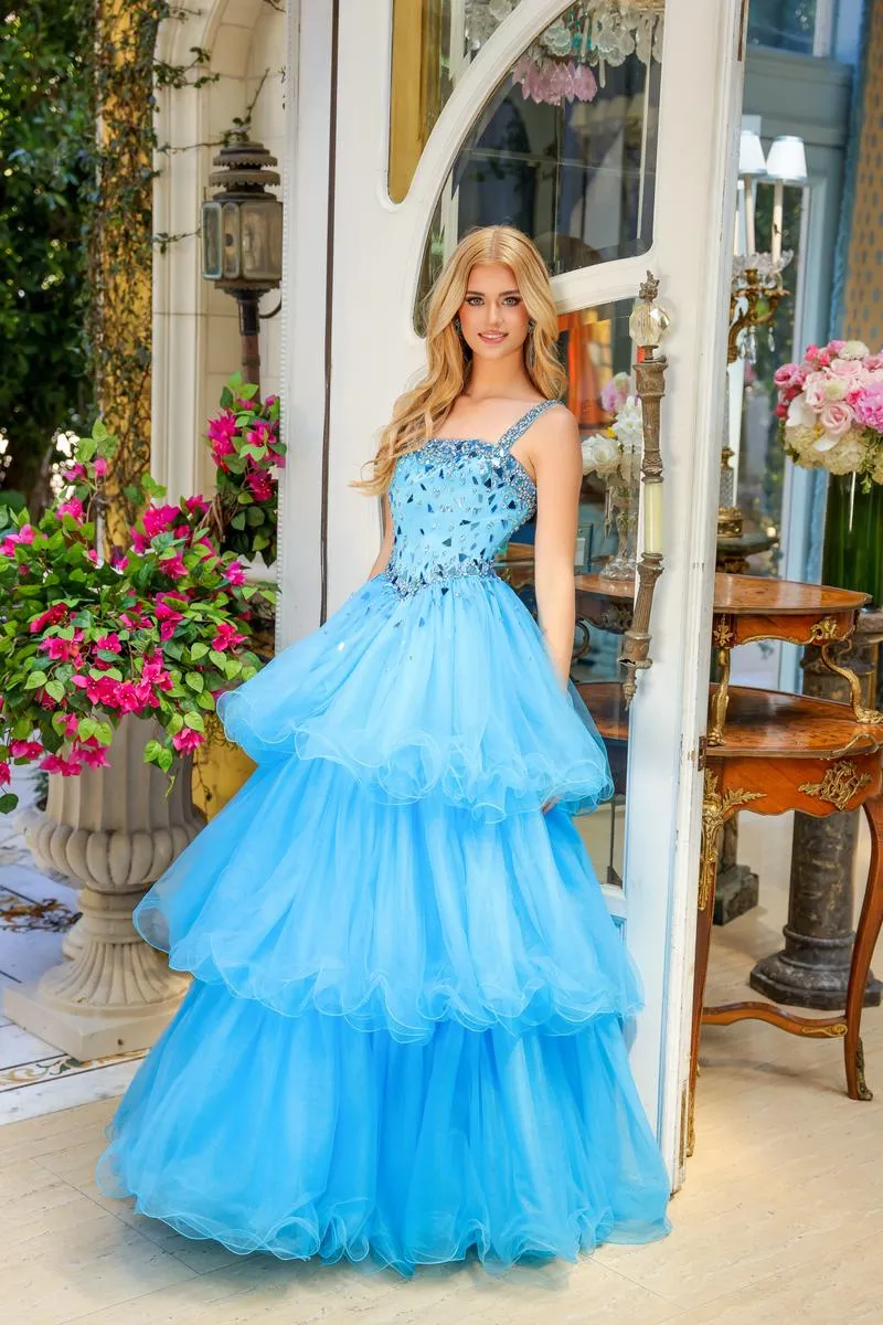 Ava Presley Tiered Ruffle Prom Dress 29112 sold by Terry costa