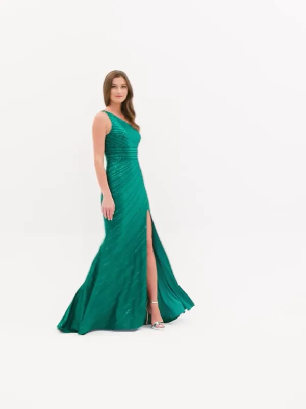 Faviana Long One Shoulder Hot Stone Prom Dress S10805 sold by Terry costa