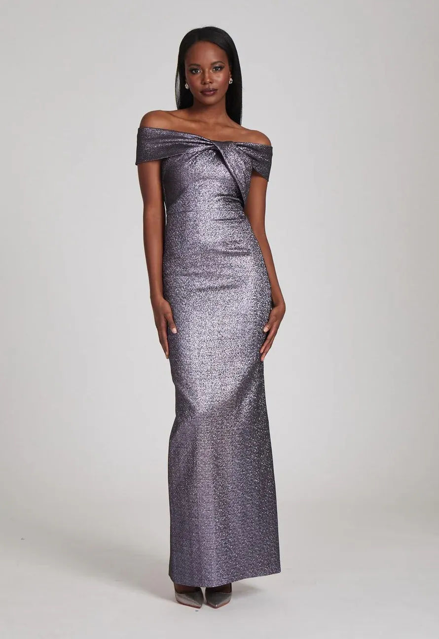 Teri Jon Metallic Twist Front Evening Gown 209097 sold by Terry costa product image thumbnail 4