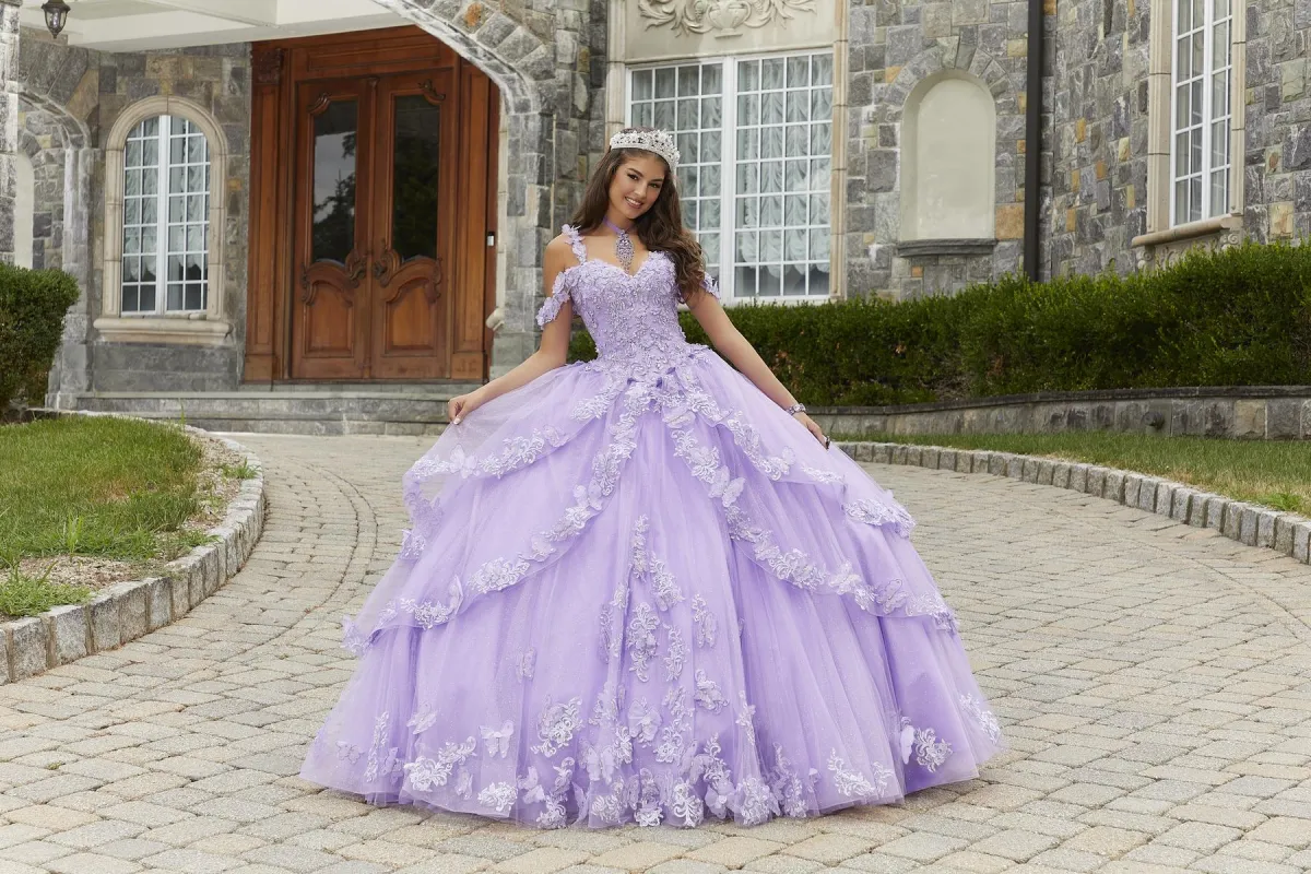 Vizcaya by Morilee Metallic Butterfly Quince Dress 89414 sold by Terry costa