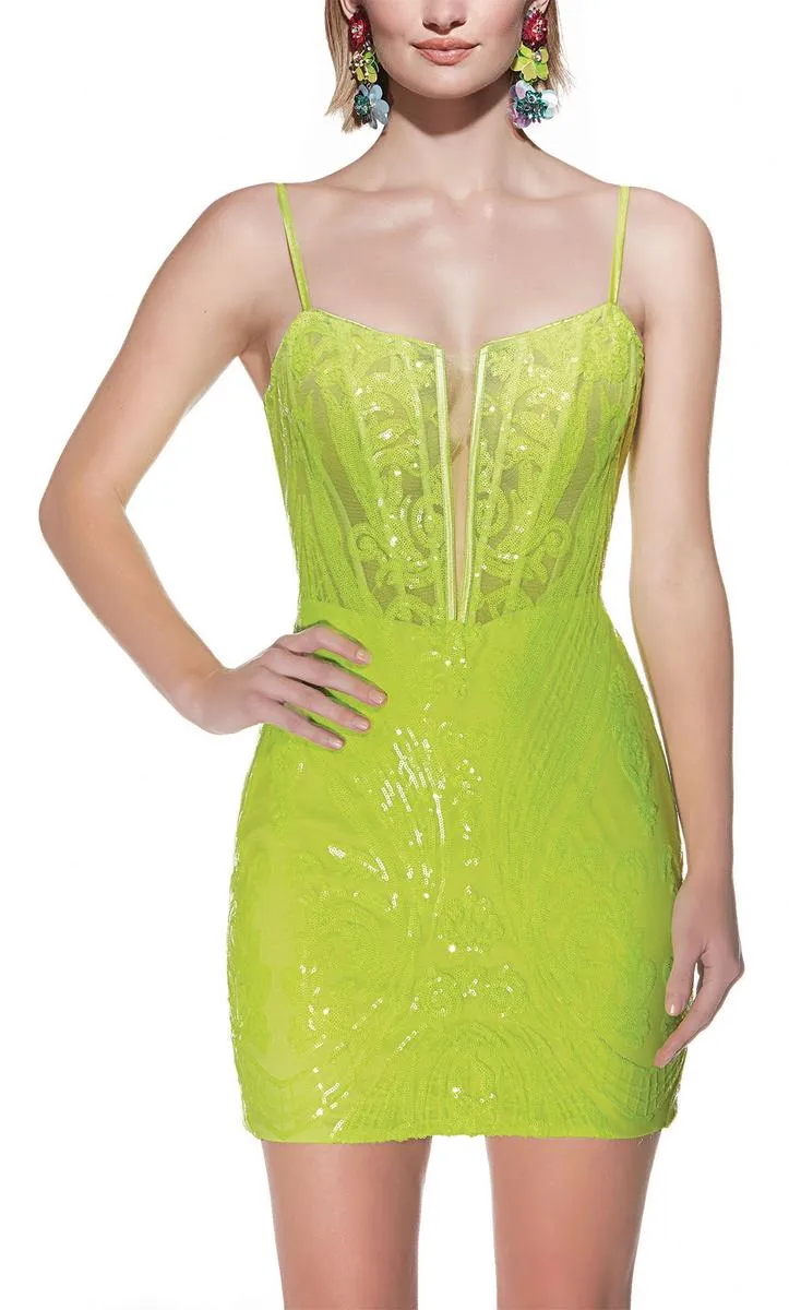 Alyce Paris Plunging Sequin Homecoming Dress 4901 sold by Terry costa product image thumbnail 5
