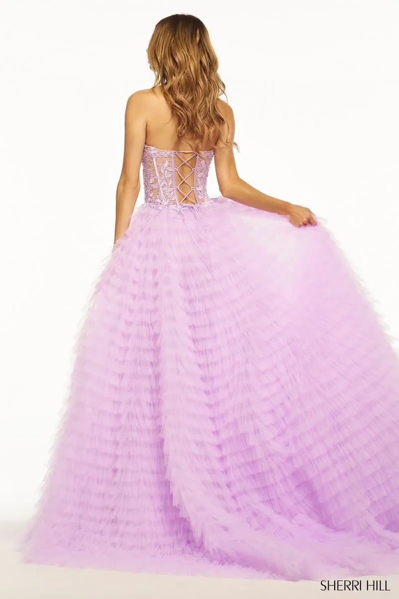 Sherri Hill Tulle and Lace Prom Dress 56042 sold by Terry costa product image thumbnail 5