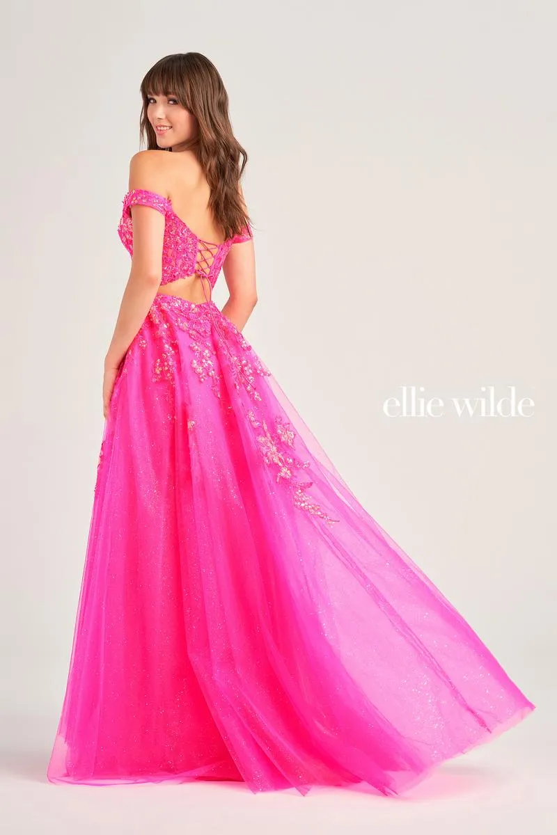 Ellie Wilde Off Shoulder A-Line Prom Dress EW35058 sold by Terry costa product image thumbnail 2