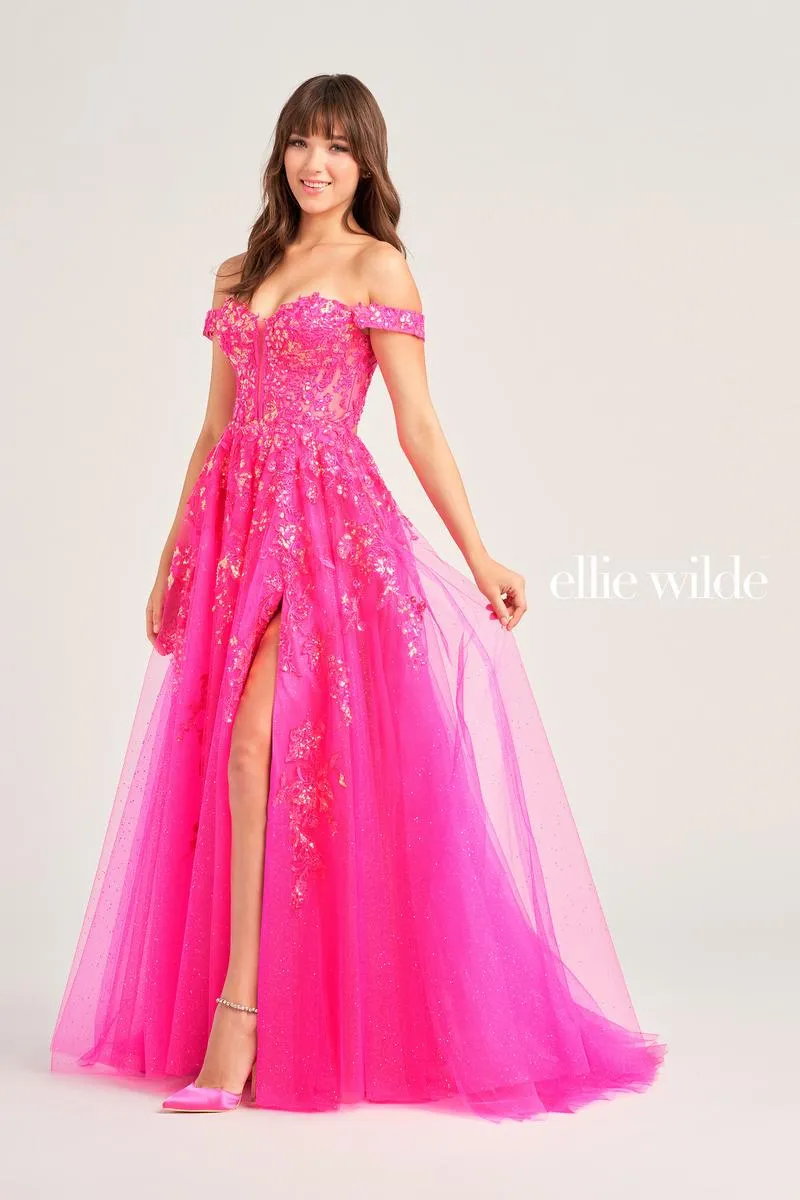 Ellie Wilde Off Shoulder A-Line Prom Dress EW35058 sold by Terry costa