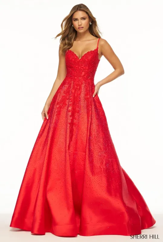 Sherri Hill Lace Mikado Bal Gown 56183 sold by Terry costa