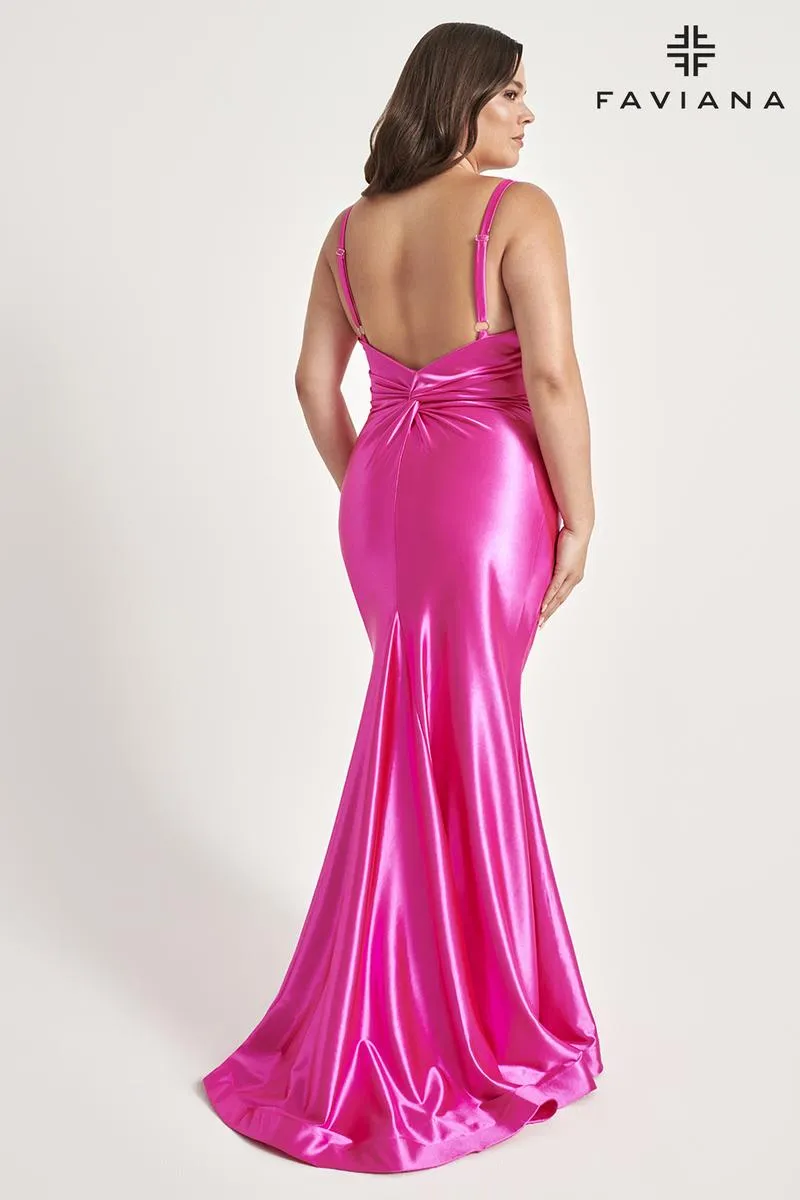Faviana V-Neck Long Plus Size Prom Dress 9549 sold by Terry costa product image thumbnail 2