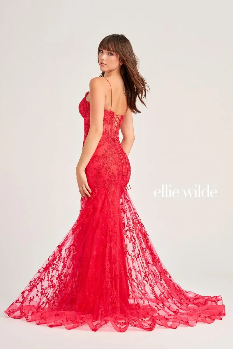 Ellie Wilde Mermaid Corset Lace Prom Dress EW35010 - B sold by Terry costa product image thumbnail 3