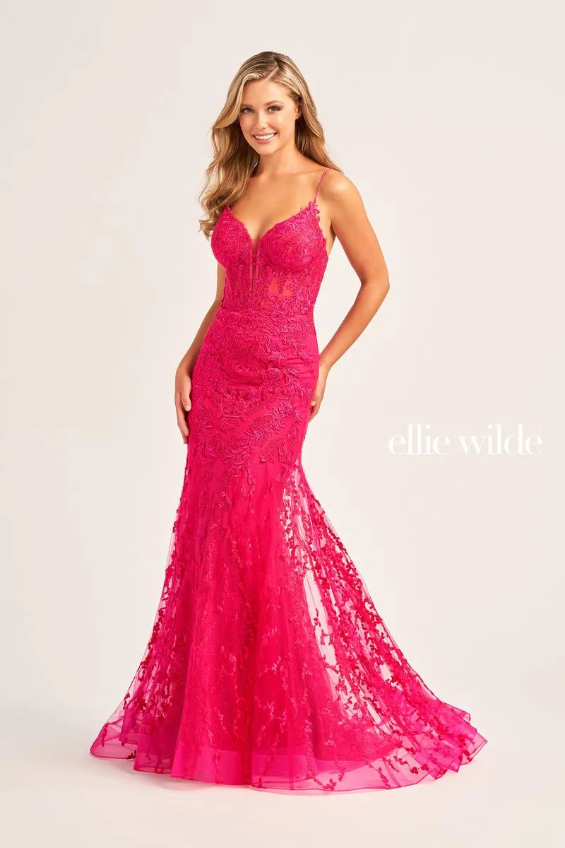Ellie Wilde Mermaid Corset Lace Prom Dress EW35010 - B sold by Terry costa product image thumbnail 4