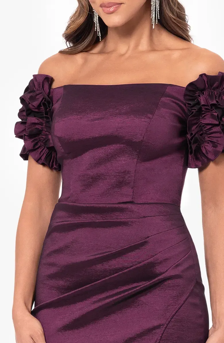 Xscape Evenings Taffeta Off the Shoulder Gown 6394X sold by Terry costa product image thumbnail 3