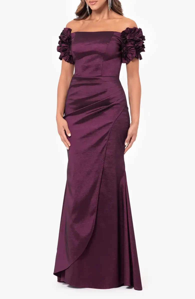 Xscape Evenings Taffeta Off the Shoulder Gown 6394X sold by Terry costa product image thumbnail 4
