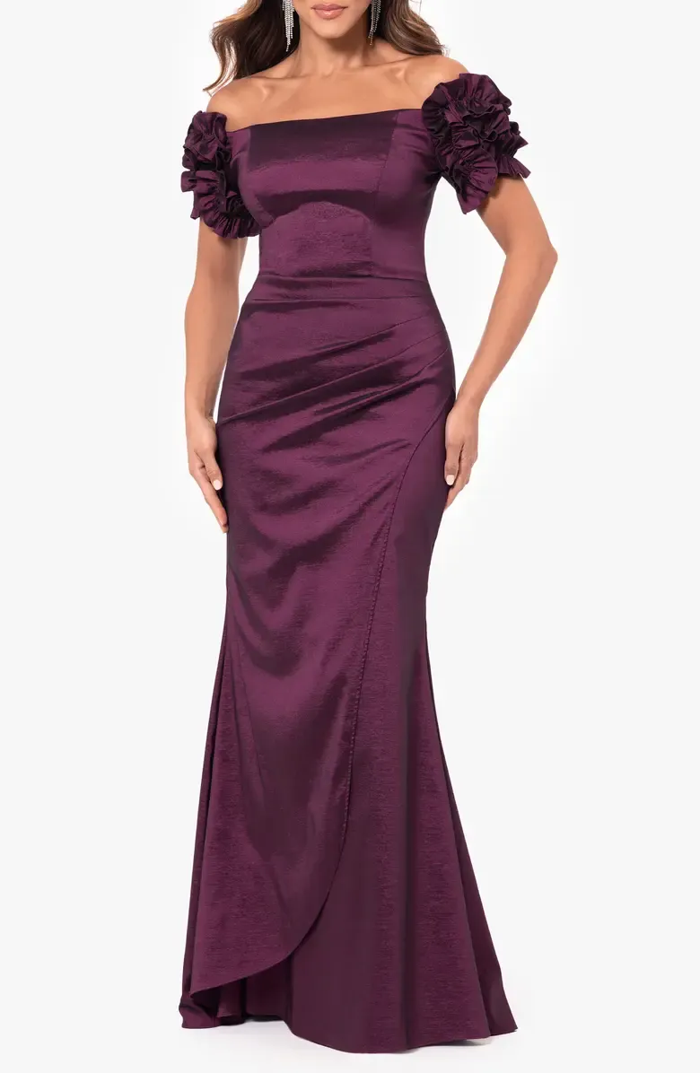 Xscape Evenings Taffeta Off the Shoulder Gown 6394X sold by Terry costa