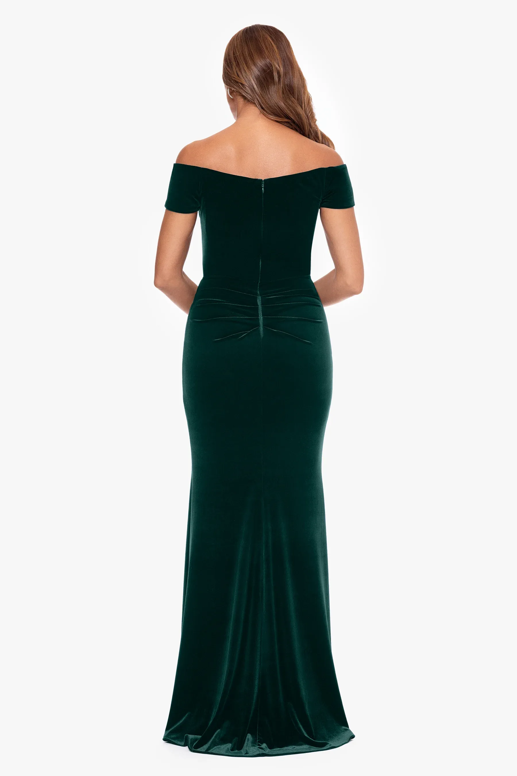 Xscape Evenings Velvet Off the Shoulder "Anita" Gown 6407X sold by Terry costa product image thumbnail 2