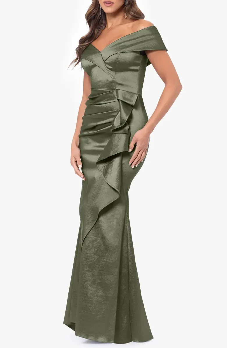 Xscape Evenings Off the Shoulder Taffeta Evening Gown 6416X sold by Terry costa product image thumbnail 2