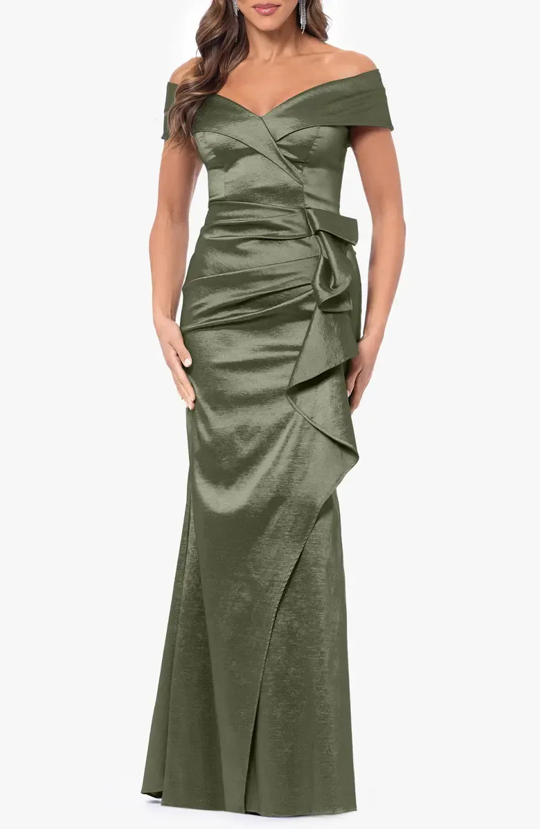 Xscape Evenings Off the Shoulder Taffeta Evening Gown 6416X sold by Terry costa