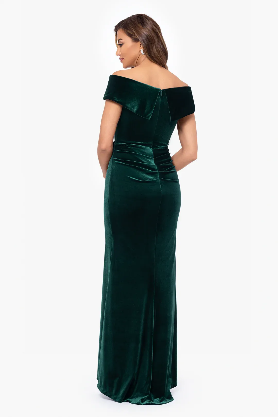 Xscape Evenings "Alana" Off the Shoulder Velvet Evening Gown 6484X sold by Terry costa product image thumbnail 2
