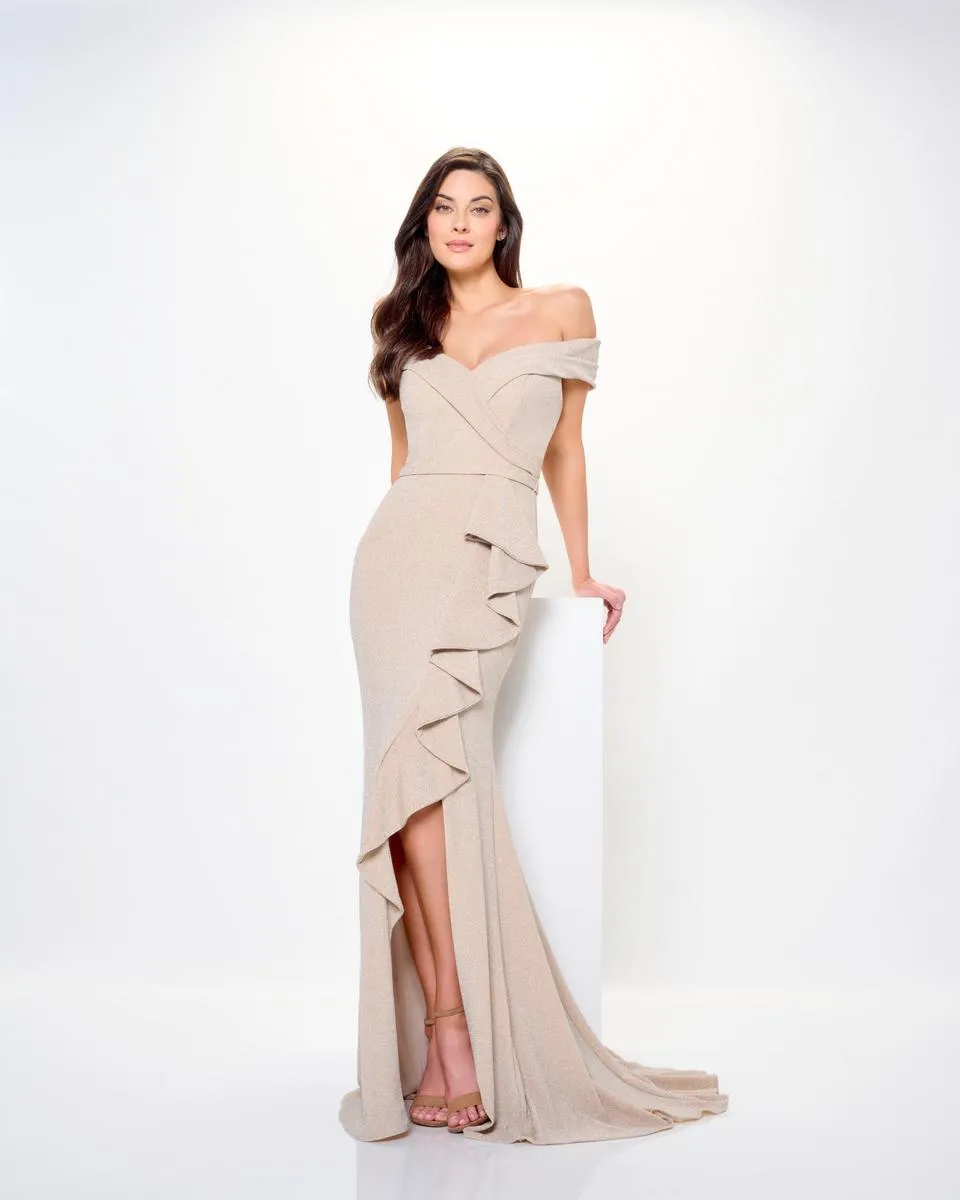 Cameron Blake Ruffle Slit Evening Dress CB3236 sold by Terry costa product image thumbnail 5